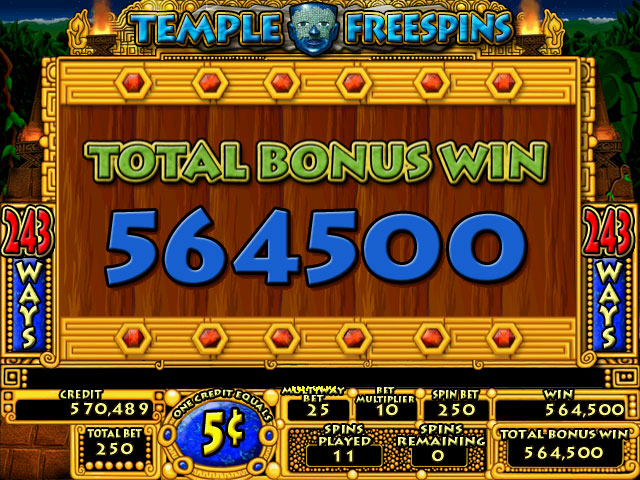 Aztec Temple Slot Machine Bonus Win