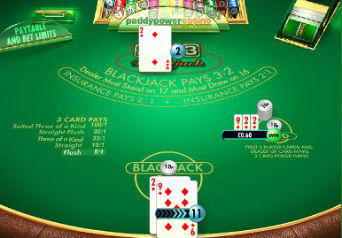 Blackjack plus three card poker